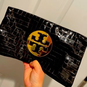 Tory Burch Croc Embossed Clutch